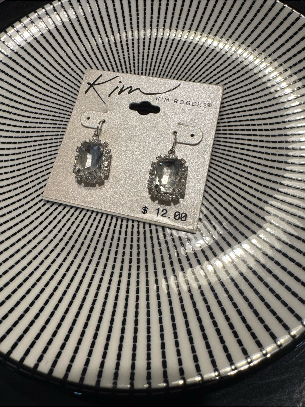 Kim Rogers Silver Clear Crystal Dangle Earrings